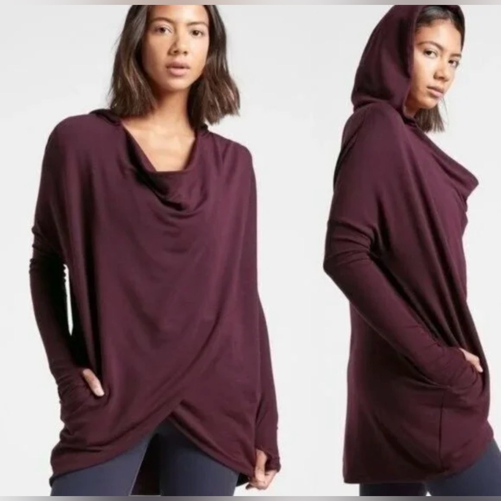 Athleta Cozy Soft‎ Purana Wrap Hoodie Spiced Cabernet Size M
Lounge Athleisure